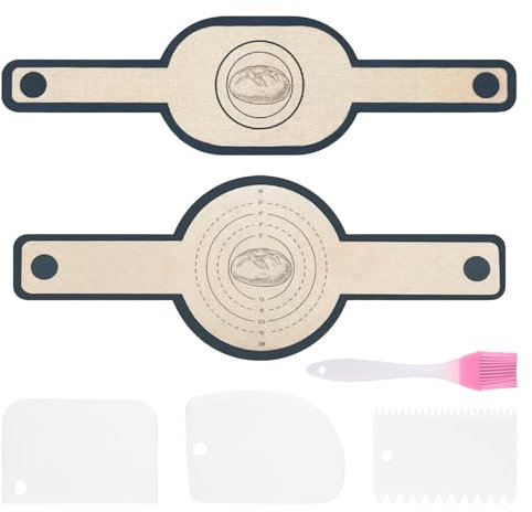 2 tappetini da forno per macaron, con manico lungo e raschietto in silicone antiaderente, riutilizzabili, facili da pulire, adatti per torte di macaron, pane e biscotti (02)