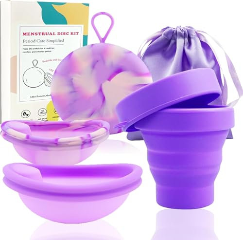 YANGUN Menstruationsscheibe Set, 2 Stück Periodenscheiben mit Sterilisator und Lagertasche, Wiederverwendbare Menstruationsscheibe, Für Aktive Frauen Sport,Schwimmen und Intimität (Größe S+L)