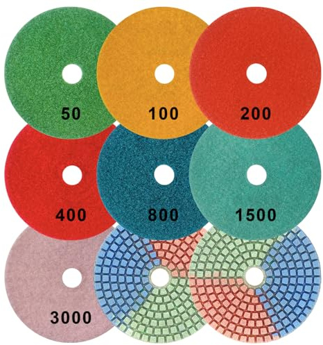 8 st diamantpoleringsunderlägg 100 mm för torr/våt polering av granit, marmor, kvarts, betong och kakel - hög värmebeständighet, kompatibel med slipmaskiner