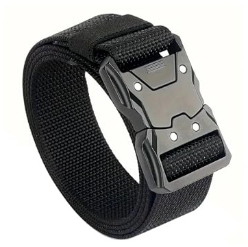 QingWing Cintura Tattica Regolabile, Nylon Cintura Militare con Fibbia in Metallo a Sgancio Rapido, per Uomo e Donna per Equipaggiamento di Polizia per Esercito, Caccia, Attività All'Aperto (Nero)