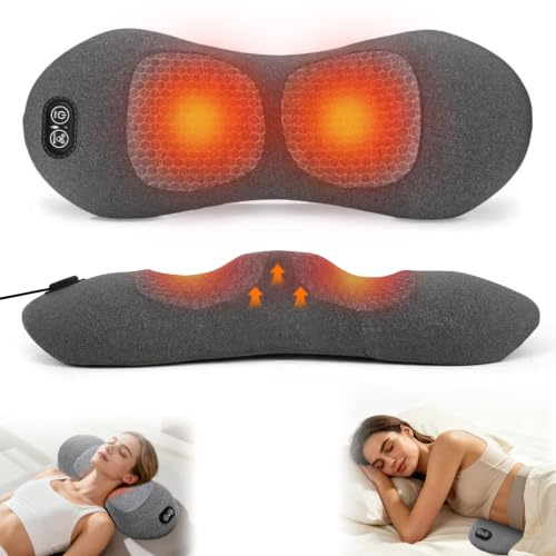 3 In 1 RüCkenmassagegeräT, Nackenmassagegerät, Rückenmassagegerät, Nackenmassagegerät mit Wärme, Rückenmassagegeräte mit Wärme, Vibration & Dehnung für Nacken, Schultern und Rücken, Büro,Zuhause,Reise