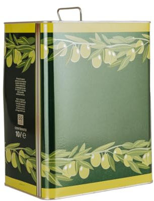 FERROELETTRA Lattina per Olio in Banda Stagnata, Verde, Contenitore Rettangolare 10L con Tappo Ermetico, 24,5x16x30 cm, per Conservazione Olio Alimentare, Professionale e Domestico, Made in Italy (5)