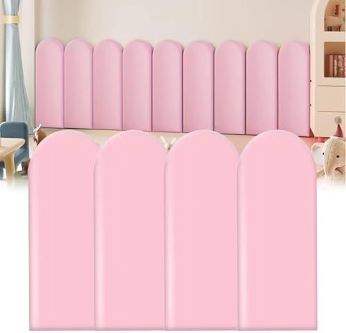 4PCS Pannelli Da Parete 3D, Pannelli Imbottiti Autoadesivi In ​​Pu Impermeabile Cuscini Da Parete Ad Arco Cuscini Da Parete Anticollisione Per Camera Da Letto Cameretta Letto - 40 * 20cm