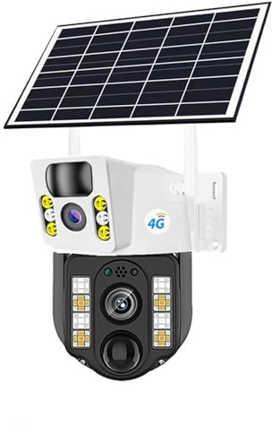 Telecamere di sicurezza, Telecamera IP 4K 8MP a doppia lente, solare, 4G, WiFi, batteria wireless, bassa potenza, rilevamento del movimento PIR, videosorveglianza CCTV esterna per la casa(No Card)