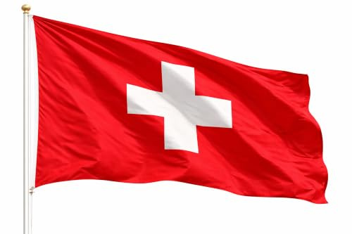 Schweiz Flagge - WM 2026 Fahne - Fanartikel - strapahrzierfähiges Polyester & Metallösen - Weltmeisterschaft (Schweiz 90x150 cm)