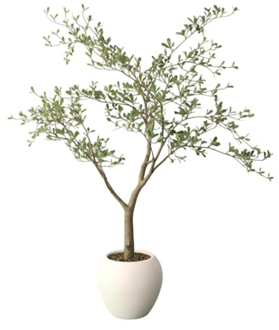 5ft Faux Black Olive Tree Indoor, Tall Artificial Tree with Natural Trunk and Realistic Leaves for Home Office Décor, No Watering Needed
