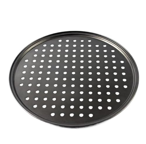 YGLEEULI Pizzaplåt non-stick belagd pizzabakform av kolstål, rund nätskål, platta, ugn, bakservis med hål, pizzablåd, form