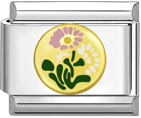 Quiges 9mm Italian Style Charm Modell Edelstahl Blume für Italien Charm Armbänder