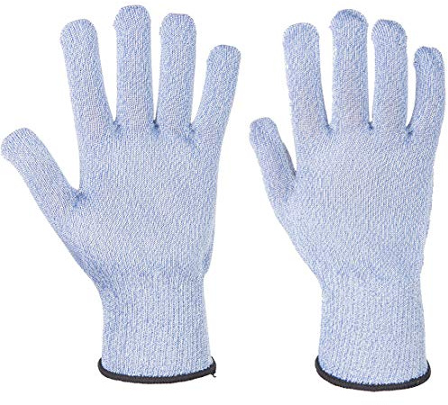 Portwest A655 Cut D13 Food Glove Liner – 1 glove 13 Gauge Machine Washable | Blue, Small, EN ISO 21420 Dexterity 2, CE Certified, UKCA, Slim Fit, Polyester, Long Cuff, Construction