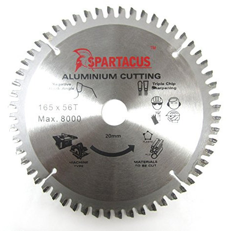 Spartacus 165mm Diameter x 56 Teeth x 20 Bore Aluminium Cutting Circular Saw Blade Fits Skil 1855 416H 1522 140 1854
