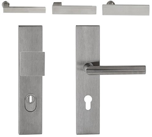 Schutzbeschlag Q *ES1/WK2/RC2* für WOHNUNGSTÜREN | V2a Edelstahl matt | Kernziehschutz (Square Min)