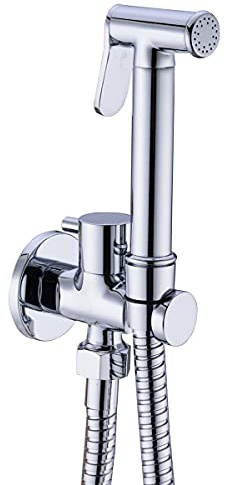 TRUSTMI Shataff Kit de pulvérisation de bidet à main en laiton avec vanne d'arrêt en laiton, chromé
