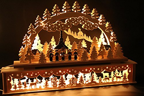 SchwibboLa 50 Verschiedene Original Erzgebirgischer Schwibbogen mit Erhöhung Lichterbogen XXL Verschieden Größen FREIE Auswahl (Motiv33: 72x45cm (BxH)