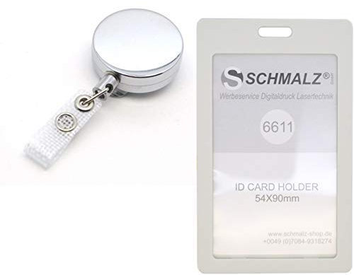 10 STÜCK Kartenhalter mit AUSWEISJOJO SKIPASSHALTER aus Metall Vinyl Kunststofflasche gewebeverstärkt Ausweishalter Hochformat (weiß)