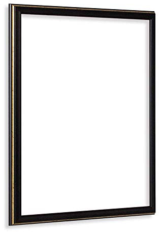 Bildershop-24 Leerrahmen (ohne Rückwand und Glas) Barockrahmen Kalypso 80 X 120 cm Schwarz Goldglanz Antik Farbe und Größe wählbar