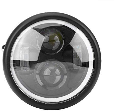 HANEU - Faretto rotondo a LED per moto da 16,5 cm, 12 V, per proiettore, LED rotondo con luce bianca Angel Eye per Sportster Cafe Racer Bobber