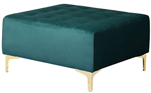 Beliani Ottomana in Velluto Trapuntato Soggiorno Moderno Color Verde Acqua