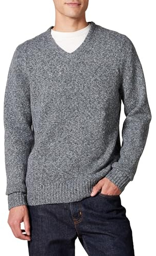 Amazon Essentials Jersey de Manga Larga con Cuello en Pico y Tacto Suave Hombre, Gris Carbón, L