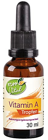 KOPP Vital® Vitamin A Tropfen - 30 ml | 4 Tropfen enthalten 800 µg Vitamin A | enthalten jetzt MCT-Öl aus Kokos | Vegan | Familienpackung mit ca. 250 Portionen | Apothekenqualität