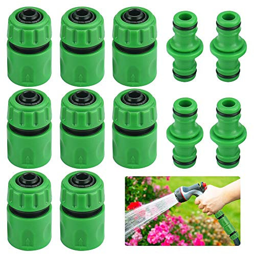 Favengo Set Connettore per Tubi da Giardino in Plastica 8 Connettori Rapidi per Tubo Flessibile da 1/2 e 4 Connettori Maschio Doppio Irrigazione Raccordo Rapido Tubo per Irrigazione Tubo da Giardino