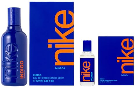 NIKE - Indigo Promoción 100 ml + 30 ml, Colonia Hombre, Pack 2 Productos, Perfume Formato Spray, Eau de Toilette Masculina, Aroma Frutal Amaderado, Fragancia Juvenil