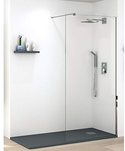 Mampara de Ducha FIJA FRONTAL Málaga – Panel Pantalla Fijo TRANSPARENTE – 200cm Altura - Cristal Templado antical y 8mm de espesor Varias Medidas Disponibles – Cromo, 40 cm (1 fijo)