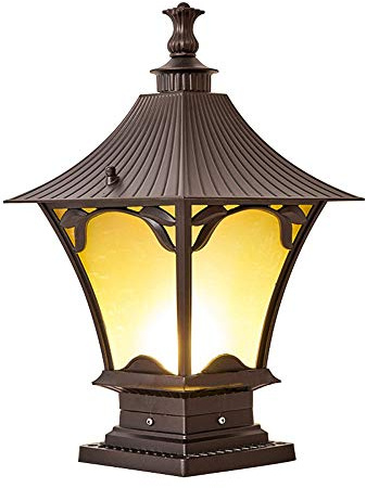 CSSYKV Nordic Led Mains Square Column Head Lamp Room Exterior Wall Lamp Antique Courtyard Lamp Villa Garden Landscape Rainproof Door Post Lamp