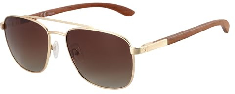 ZENOTTIC Gafas de sol Hombre Mujer Aviador Polarizadas Vintage Madera y Metal Protección UV 400