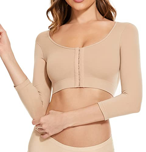 KSKshape Formador de Brazo para Mujer después de la Cirugía con Mangas de Compresión Faja Moldeadora para Mujer, Corrector de Postura,Beige,S
