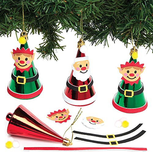 Baker Ross FX286 Weihnachtsmann und Wichtel Weihnachtsbaumkugel Dekoration Bastelset - Packung mit 6, Bastelt Eure Eigenen Weihnachtsdekorationen