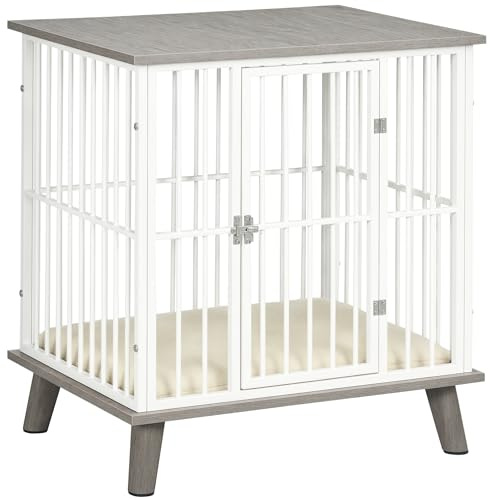 PawHut Dog Crate Furniture, Indoor Dog Kennel Side End Table, 64.5x48x70.5 cm