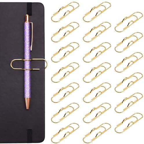 OFFCUP Metall Stift Clip, 20PCS Büroklammerhalter Stiftclips, Stift Clip Assistent für Notizbuch Edelstahl-Klipp Stifthalter passt fast jede Stiftgröße Zwischenablage, Notizbuch, Tagebücher(Gold)