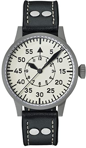 Laco Fliegeruhr mit Leuchtzifferblatt, Automatikuhr, Edelstahlgehäuse, Saphirglas, wasserdicht, Made in Germany