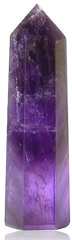 XIANNVXI 2 Amethyst Turm Amethyst Stein Wand Heilung Kristalle Edelsteine | Natürliche Hexagonal Punkt Stäbe Meditation Energie Therapie Steine Lila Kristallsteine Heilende Kristalle