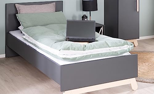 roba Jugendbett 'Jara' 90 x 200 cm, für Kinder- und Jugendzimmer, Dekor anthrazit & Buchenfüße aus Echtholz