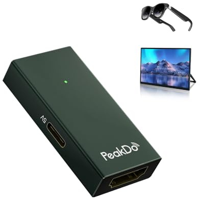 PeakDo Adaptador HDMI a USB C 4K a 60Hz, Adaptador HDMI a Tipo C para XREAL Air, Viture Pro/One, RayNeo Air 2s, Rokid AR Glasses, Monitor portátil de PS5/4, Xbox, Switch, portátil, PC