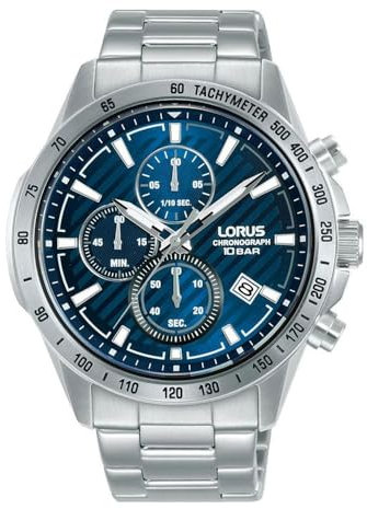 Lorus Sports Quartz Chronograph 100m (43mm) Blue Sunray Dial/Stainless Steel RM393HX9