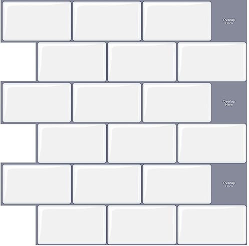 GRIPRO Peel and Stick Backsplash Kitchen, Bathroom 3D Wall Panels (10 Sheets White)