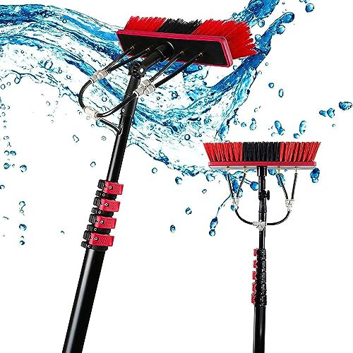 DPQYJPP Spazzola telescopica alimentata ad Acqua 3.6-10.8m, Lavaggio Caravan, Camion, Camper e Autobus. Autolavaggio. Spazzola ad Acqua. Adatto Anche per fotovoltaico,Brushhead55cm-10.8m/36FT
