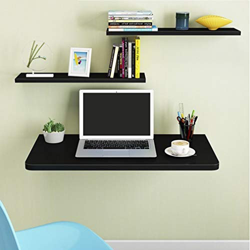 Wandmontierter Tisch, Klapptisch, Küchen-Esstisch aus Holz, multifunktionaler, zusammenklappbarer Home-Office-Laptop-Lernschreibtisch, Werkbank, platzsparend, Weiß/Schwarz (90 x 40/35,5 x 16