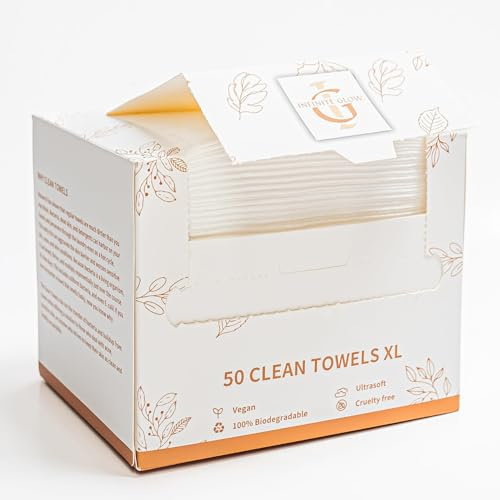Clean Face Towels Disposable- 50 Pcs XL 100% Biodegradable Face Towel Pack- Ultrasoft Makeup Remover Wipes- Vegan & Cruelty-Free Face Cloths for Cleansing- Bacteria Free Face Wash Cloth for Skincare