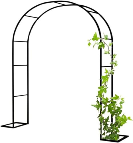 XUJIAY Rosenbogen, Garten-Torbogen Aus Metall, Pergola Rankhilfe Verzinkt Rost, Laubengang Rankgestell Mit Sockel Für Verschiedene Kletterpflanzen, Einfache Montage, 6 Größen,120x220x40CM