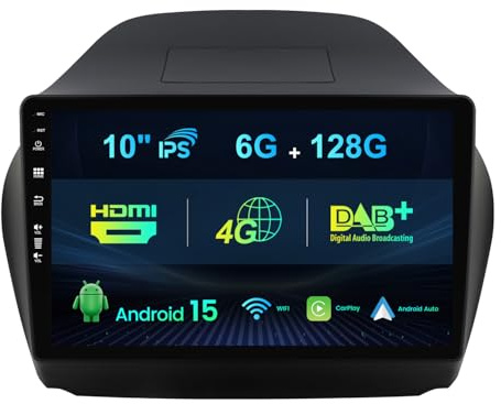 MISONDA 6G+128G Integrado 4G Dab+ Android 15 Radio Coche para Hyundai Tucson/IX35 2009-2015 Autoradio Carplay Android Auto 10 Pulgadas IPS 2 DIN Navegación GPS WiFi Bluetooth FM RDS Cámara