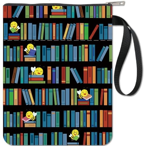 CRASPIRE Funda para Libros con Diseño de Abejas Fundas Protectoras En Rústica Tela Lavable Cremallera Y Bolsillo Adicional Amantes los Regalos