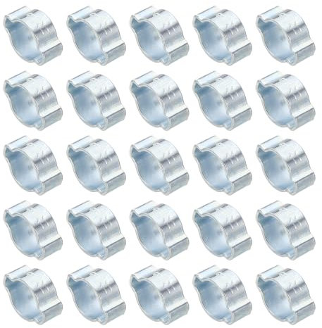 PATIKIL 50pz 9-11mm Fascette Stringitubo a Doppia Orecchio, Anello Crimpatura Acciaio Zincato O Clip per Tubi Carburante Benzina, Connessioni per Tubi, Tono Argento