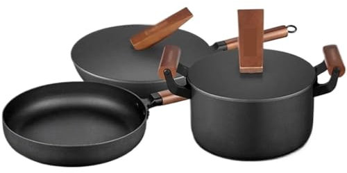 Batteria di Pentole, 3 Pezzi Di Pentole In Ferro Per Uso Domestico, Pentole Per Zuppe, Pentole In Ferro Fine, Pentole Antiaderenti Non Rivestite Per La Cucina Domestica Utensili Cucina Set Pentole