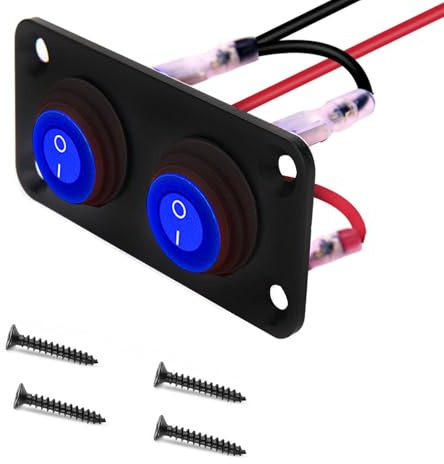 VISSQH Blau LED Runde kippschalter,Wasserdicht DC 12V-24V 20A ON/OFF Wippschalter,Runde Schalter,2 Gang Wippschalter Panel Für Auto Boot, Haushaltsgeräten, Motorrädern,Usw