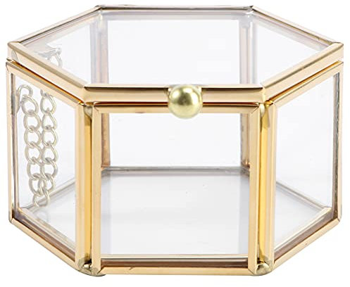 AOKWAWALIY 1 Stück Karton Ringbox aus Glas Muschelschale Ohrring-Aufbewahrungsorganisator Ohrring-Organizer Mini travel schmuckbox travel jewelry case filigraner Ringhalter Kupfer Golden