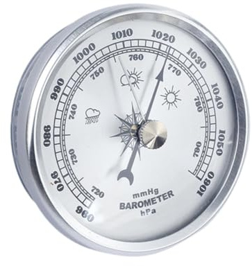 Colcolo Barometro aneroide Barometro 960-1060hpa Manometro Pressione Aria Manometro Pressione barometrica per Barca Pesca Piantagione Multiuso, Argent