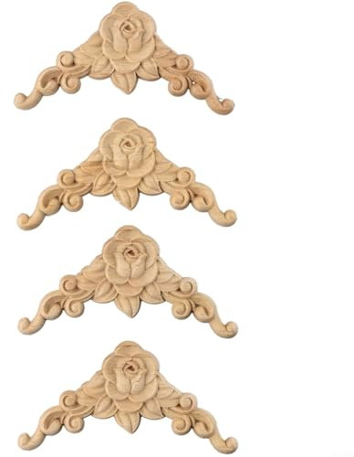 CWOQOCW Wood Carved Corner, Wood Carving Ornament, Wooden Carved Corner Onlay Applique Furniture Mouldings Decal Decor(20pcs)